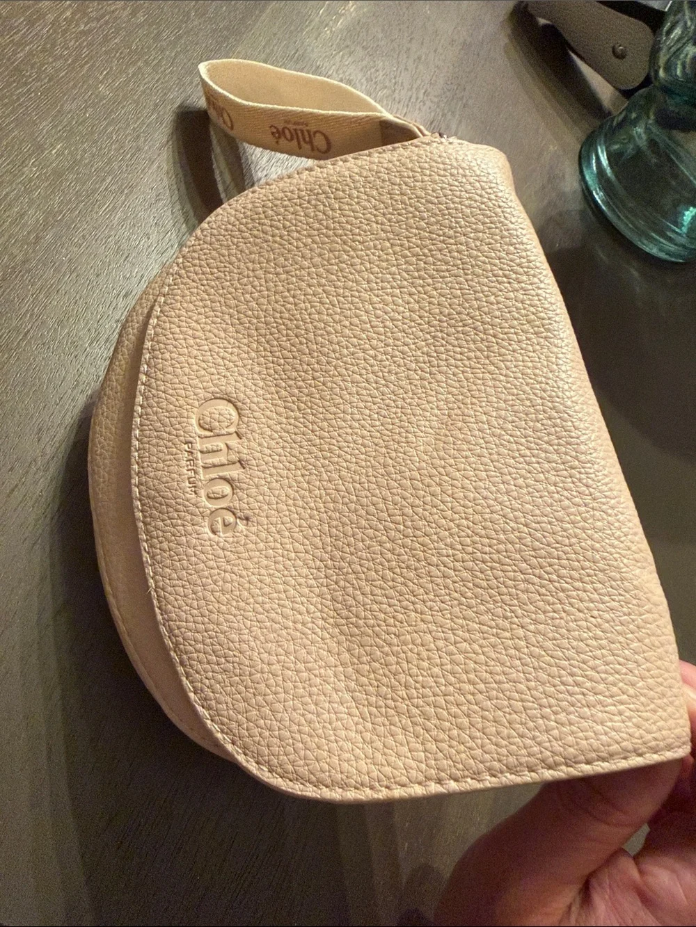Chloe Pink Pebbled Leather Wristlet Clutch